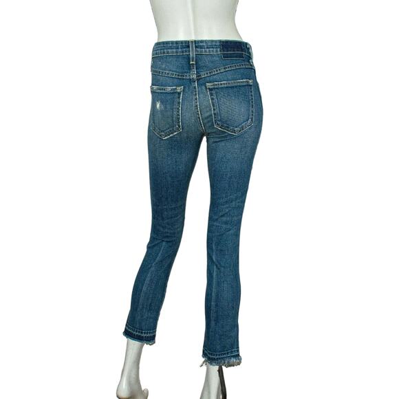 AMO Denim BABE Dive Bar Destroy Jeans Crop fray Women's Size 26 - Picture 4 of 12